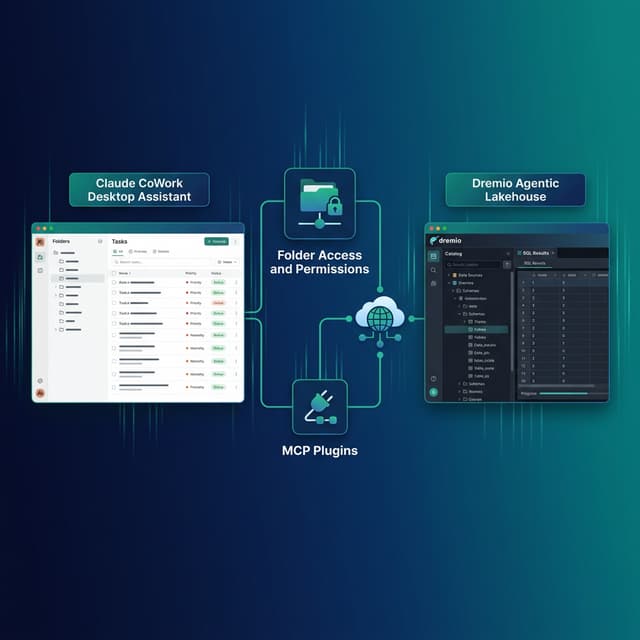 Claude CoWork desktop assistant connecting to Dremio Agentic Lakehouse